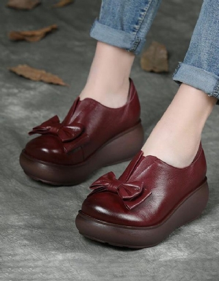 Syksyiset Nahkaiset Retro Bowknot Platform-kengät