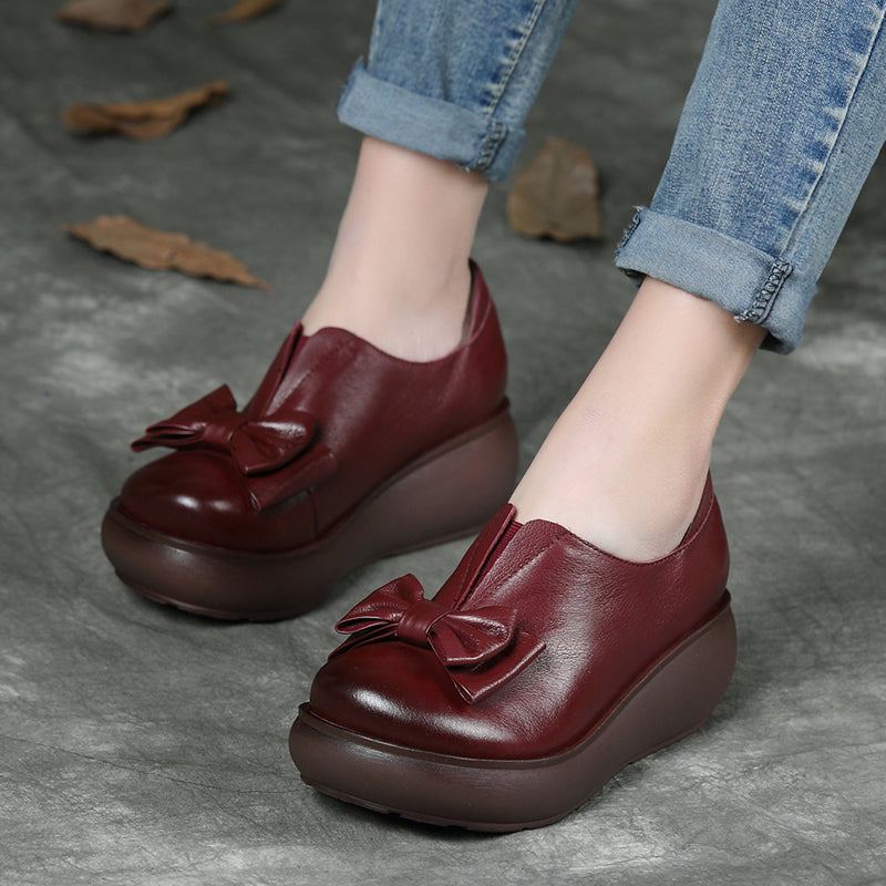 Syksyiset Nahkaiset Retro Bowknot Platform-kengät