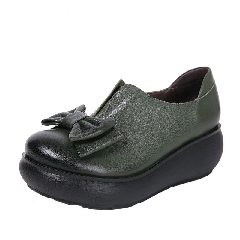 Syksyiset Nahkaiset Retro Bowknot Platform-kengät