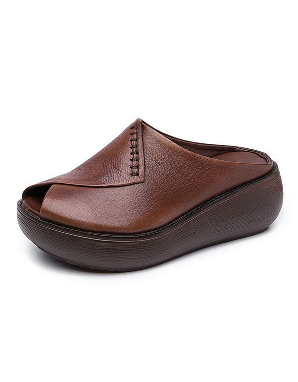 Wedge Fish Toe Summer Retro Nahkatossut