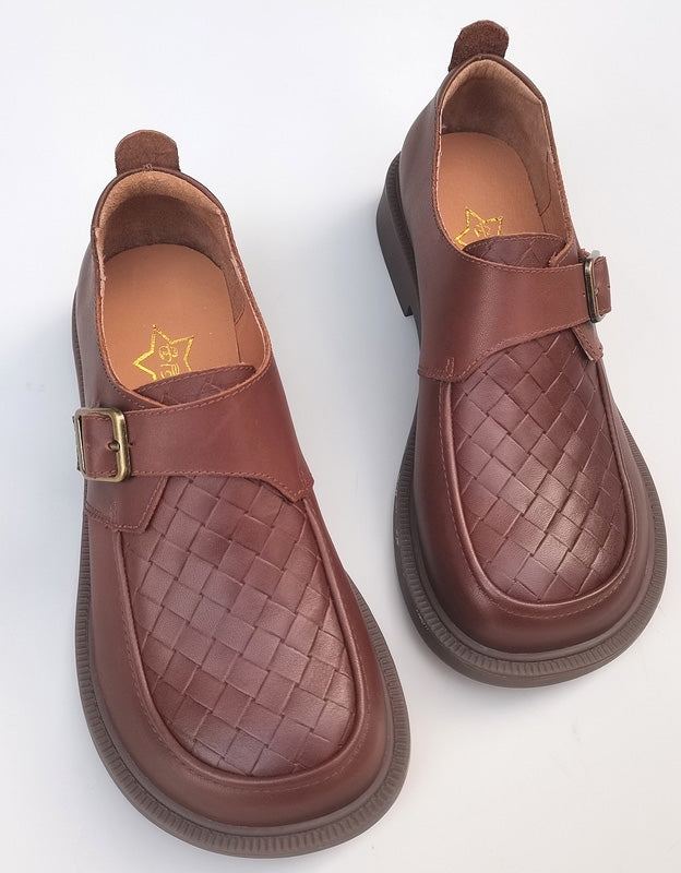 Leveäpää Solki Retro-nahkainen Loafers