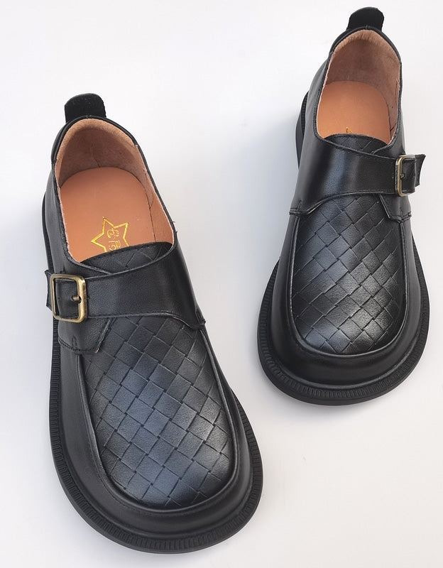 Leveäpää Solki Retro-nahkainen Loafers