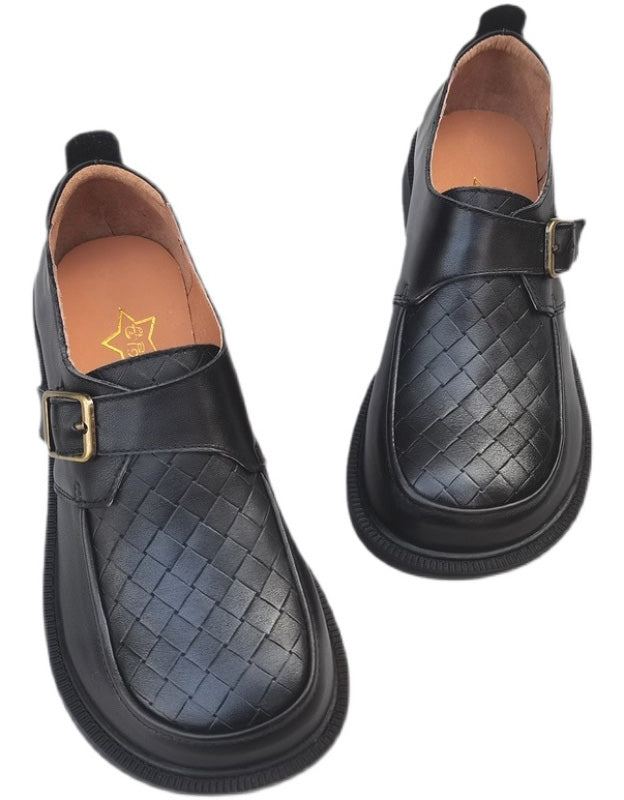 Leveäpää Solki Retro-nahkainen Loafers