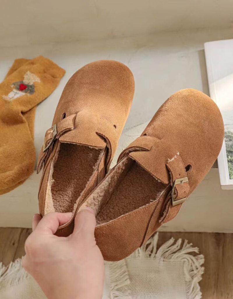 Pyöreän Pään Mokkanahka Slip-on Birkenstock-kengät