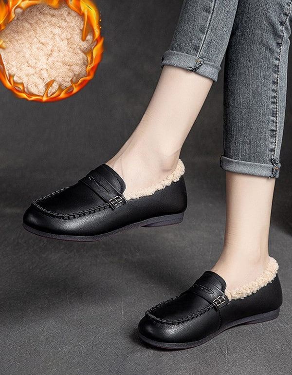 Talviset Tasapohjaiset Cotton Velvet Retro Loaferit