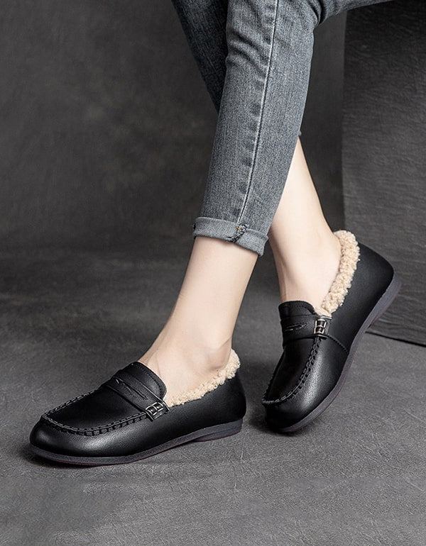 Talviset Tasapohjaiset Cotton Velvet Retro Loaferit