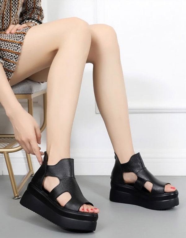 Open Toe Summer Platform Sandaalit Mustat