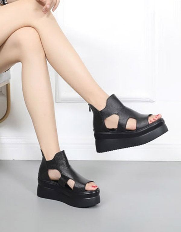 Open Toe Summer Platform Sandaalit Mustat