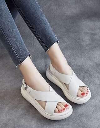 Summer Cross Strap Slingback Wedge Sandaalit Valkoinen