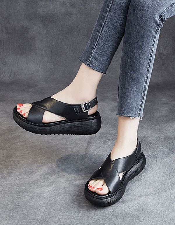 Summer Cross Strap Slingback Wedge Sandaalit Valkoinen