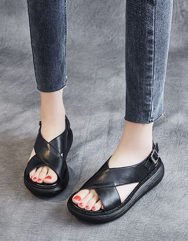 Summer Cross Strap Slingback Wedge Sandaalit Valkoinen