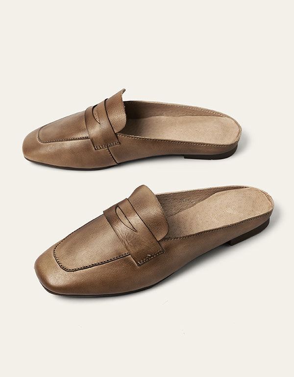 Kesäiset British Style Mules-nahkaiset Tossut