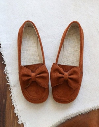 Pyöreän Pään Bowknot Pehmeät Retro Flat Kengät