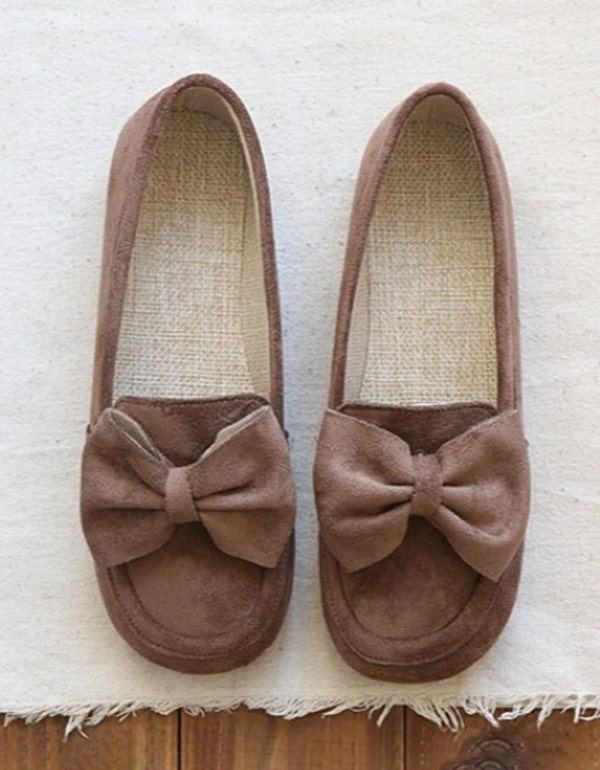 Pyöreän Pään Bowknot Pehmeät Retro Flat Kengät