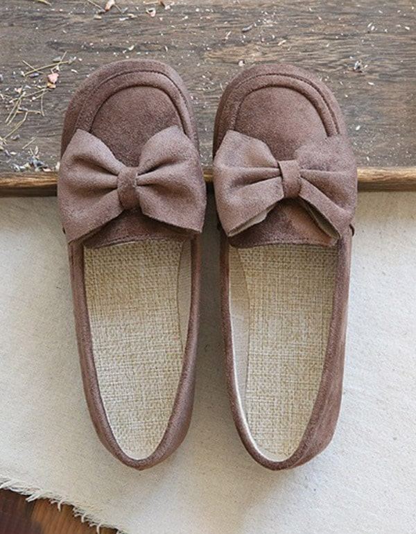 Pyöreän Pään Bowknot Pehmeät Retro Flat Kengät