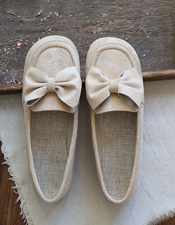 Pyöreän Pään Bowknot Pehmeät Retro Flat Kengät