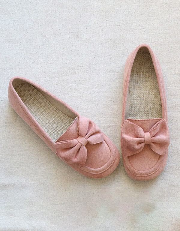 Pyöreän Pään Bowknot Pehmeät Retro Flat Kengät