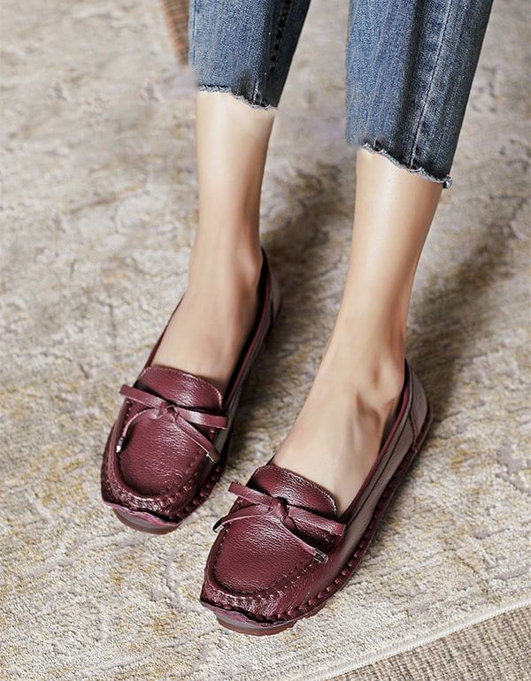 Retro Flat Pehmeä Nahka Mukava Loafers