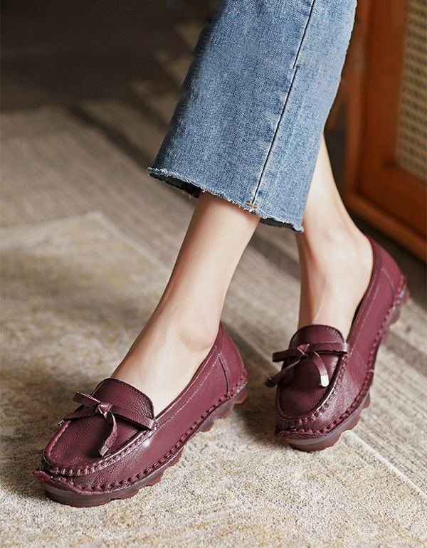 Retro Flat Pehmeä Nahka Mukava Loafers